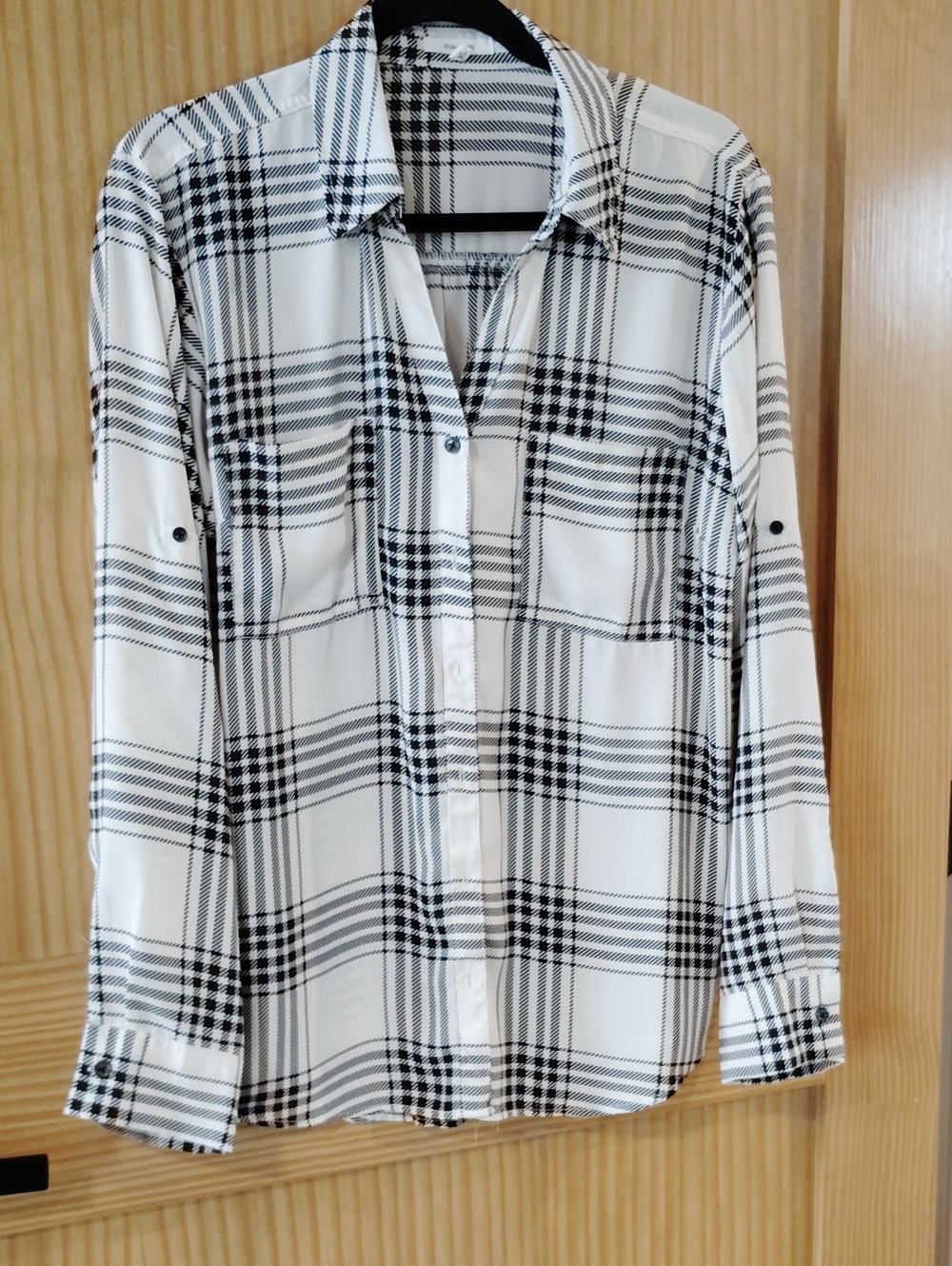 Maurices Black and White Plaid Button-Down Shirt